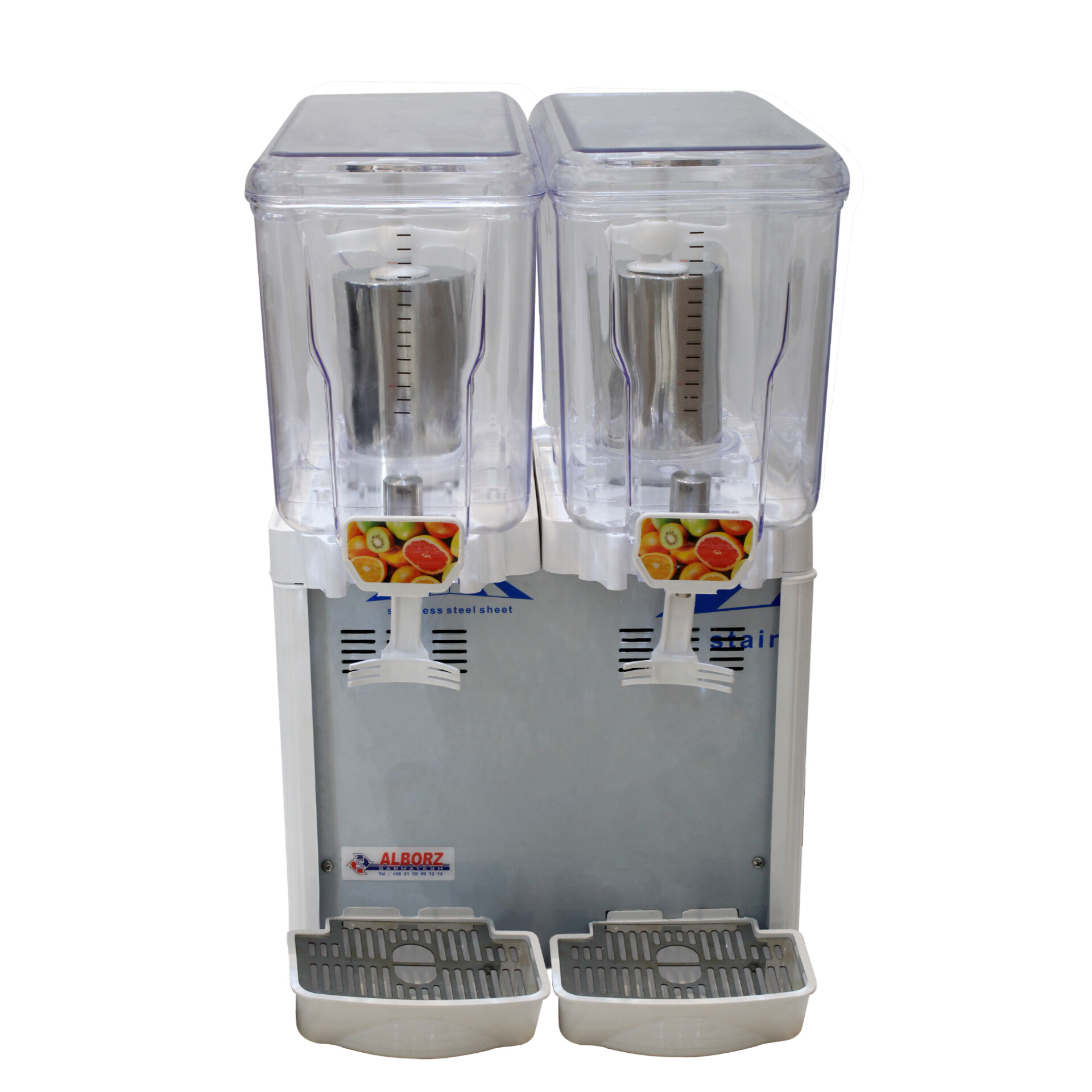 شربت سرد کن دو مخزنه البرز | دستگاه خنک‌کن نوشیدنی مناسب کافی‌شاپ، رستوران و آبمیوه‌فروشی