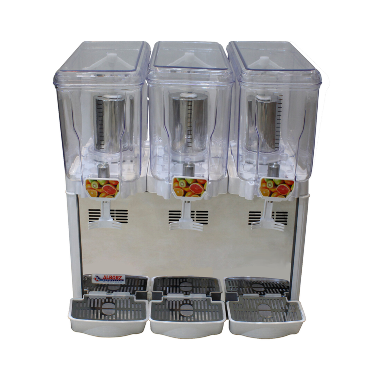 شربت سرد کن سه مخزنه البرز | دستگاه خنککن نوشیدنی صنعتی با موتور قدرتمند و طراحی مقاوم